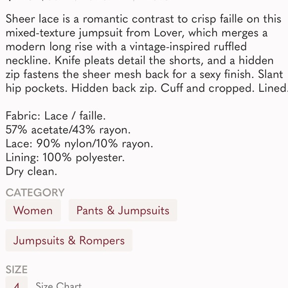 Lover Eternity Lace Jumpsuit US 4 - Picture 6 of 10